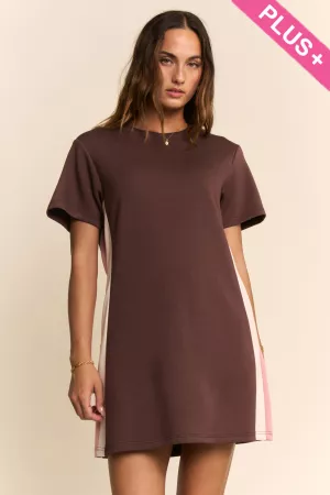 wholesale clothing plus colorblock shift short-sleeve mini dress davi & dani