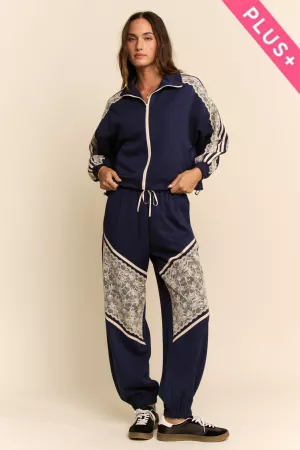 wholesale clothing plus lace and tape detail zipper front jacket davi & dani