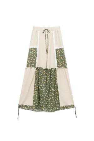 wholesale clothing waffle knit flower print lace elastic waist pant davi & dani