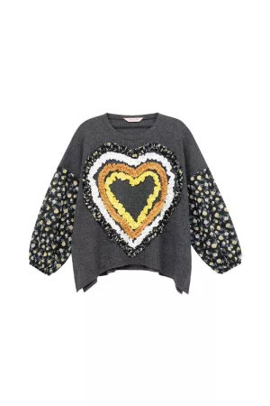 wholesale clothing ruffle layered heart patch work top davi & dani