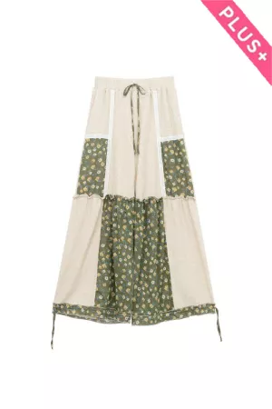 wholesale clothing plus waffle knit flower print elastic waist pant davi & dani