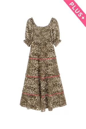 wholesale clothing plus leopard printed chiffon maxi dress davi & dani