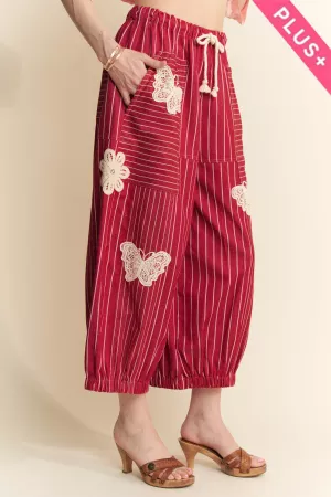 wholesale clothing plus lightweight soft denim strip barrel pants davi & dani