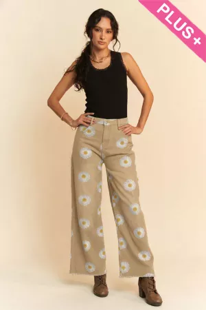 wholesale clothing plus daisy pocket wide opening denim pants jeans davi & dani