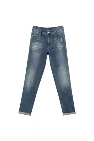 wholesale clothing straight leg distressed denim jeans davi & dani