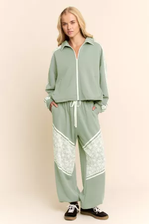 wholesale clothing lace and tape detail zipper front jacket davi & dani