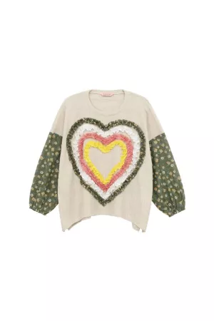 wholesale clothing ruffle layered heart patch work top davi & dani