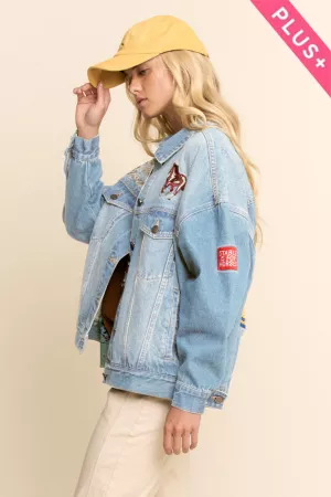 wholesale clothing plus embroidered western denim trucker jacket davi & dani