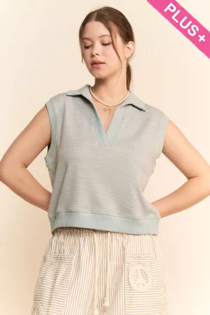 wholesale clothing plus french terry boxy fit vest sleeveless top davi & dani