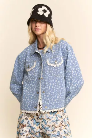 wholesale clothing ditsy floral printed lace edge detail jacket davi & dani