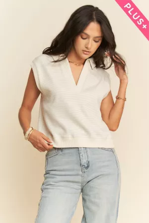 wholesale clothing plus french terry boxy fit vest sleeveless top davi & dani