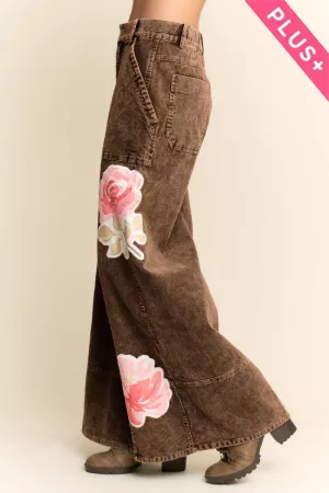 wholesale clothing floral print wide leg denim pants davi & dani