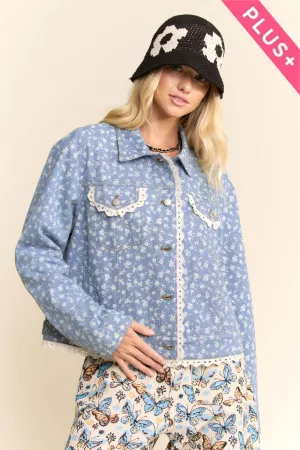 wholesale clothing plus ditsy floral printed lace edge detail jacket davi & dani