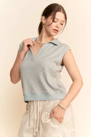 wholesale clothing french terry boxy fit vest knit sleeveless top davi & dani