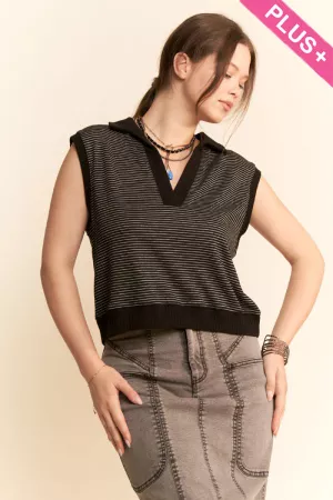 wholesale clothing plus french terry boxy fit vest sleeveless top davi & dani