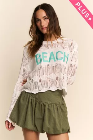 wholesale clothing plus pearl stone beach letter crochet sweater top davi & dani