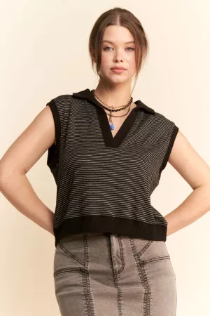 wholesale clothing french terry boxy fit vest knit sleeveless top davi & dani