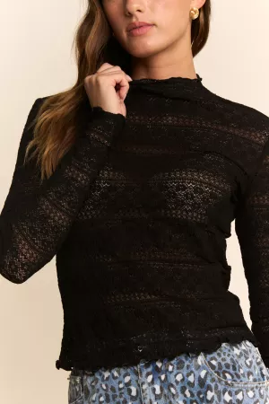 wholesale clothing striped lace mesh top davi & dani