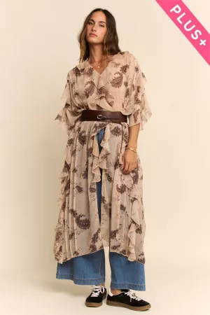 wholesale clothing plus printed chiffon kimono cardigan duster davi & dani