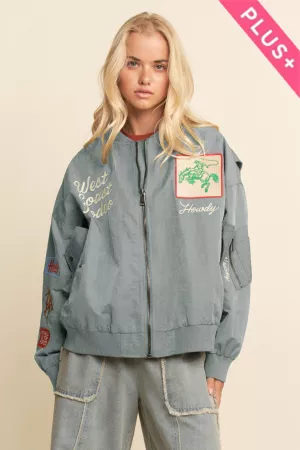 wholesale clothing plus west coast rodeo embroidered bomber jacket davi & dani