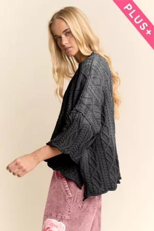 wholesale clothing plus long sleeve sweater cable knit pattern davi & dani