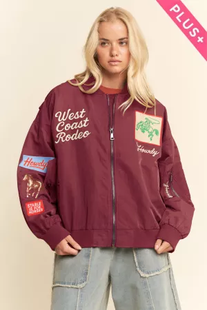 wholesale clothing plus west coast rodeo embroidered bomber jacket davi & dani