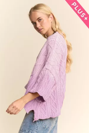 wholesale clothing plus long sleeve sweater cable knit pattern davi & dani