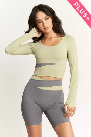 wholesale clothing plus activewear set cropped sport bra waist short davi & dani