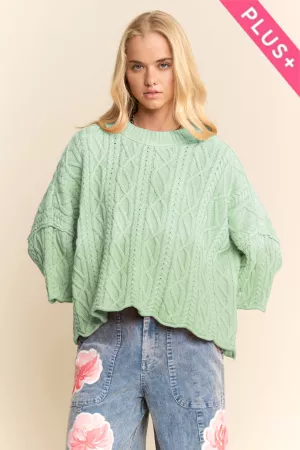 wholesale clothing plus long sleeve sweater cable knit pattern davi & dani