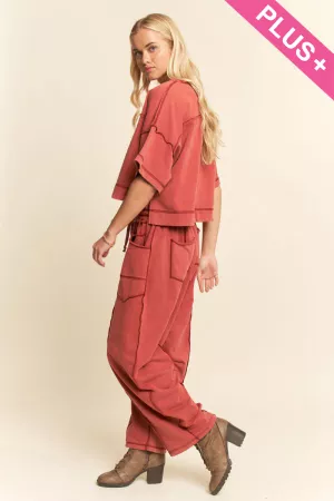 wholesale clothing plus mineral washed exposed barrel pants set davi & dani