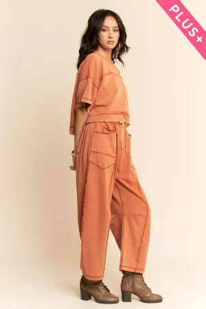 wholesale clothing plus mineral washed exposed barrel pants set davi & dani