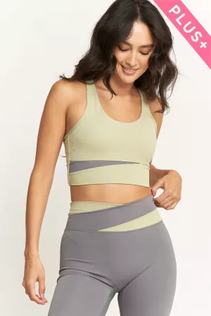 wholesale clothing plus 2pcs colorblock sport bra top legging set davi & dani