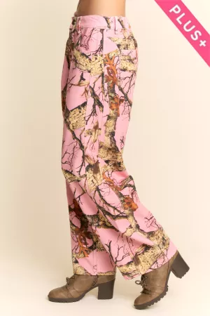 wholesale clothing plus tree camo relaxed wide leg pants davi & dani