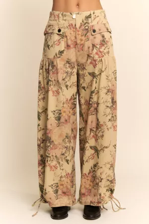 wholesale clothing floral printed denim wide mid high waist pant davi & dani