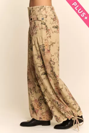 wholesale clothing plus floral print denim wide mid high waist pant davi & dani