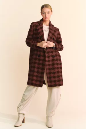 wholesale clothing textured knit tweed double button coat jacket davi & dani