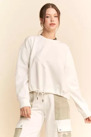 wholesale clothing zigzag-panel drawstring-hem sweatshirt davi & dani