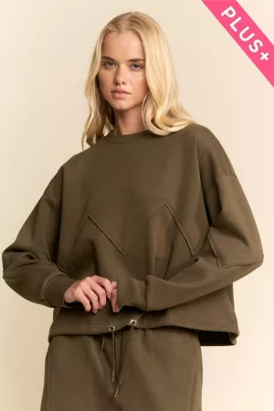 wholesale clothing plus zigzag-panel drawstring-hem sweatshirt davi & dani