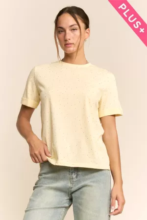 wholesale clothing plus rhinestone embellished relaxed crew neck tee davi & dani