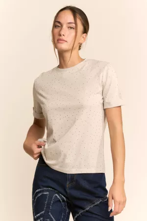 wholesale clothing rhinestone embellished relaxed crew neck tee davi & dani