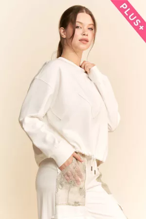 wholesale clothing plus zigzag-panel drawstring-hem sweatshirt davi & dani