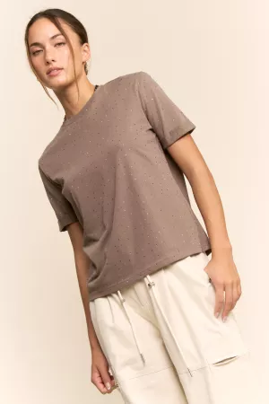 wholesale clothing rhinestone embellished relaxed crew neck tee davi & dani