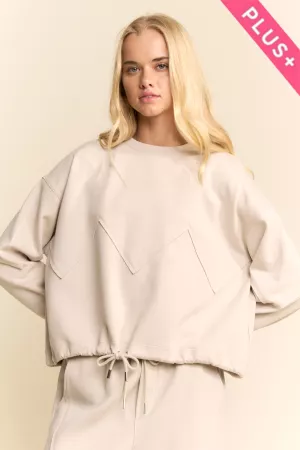 wholesale clothing plus zigzag-panel drawstring-hem sweatshirt davi & dani