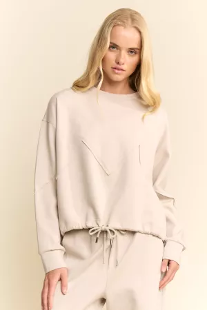 wholesale clothing zigzag-panel drawstring-hem sweatshirt davi & dani