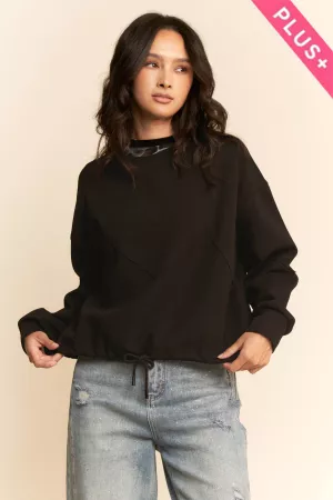 wholesale clothing plus zigzag-panel drawstring-hem sweatshirt davi & dani