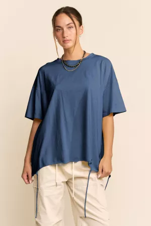 wholesale clothing asymmetric drawstring oversized tee davi & dani