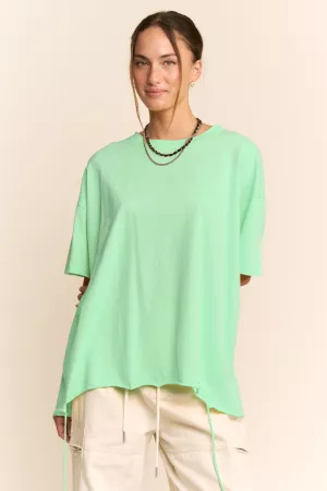 wholesale clothing asymmetric drawstring oversized tee davi & dani