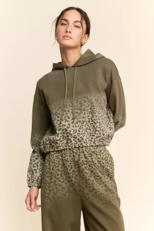 wholesale clothing ombre leopard print pullover hooded sweatshirt davi & dani