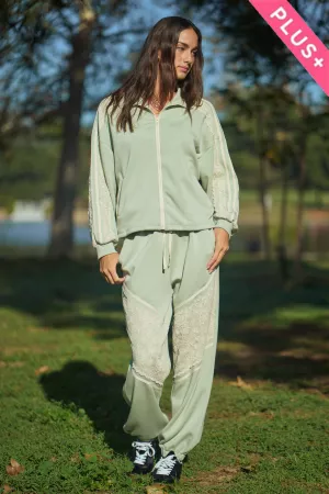 wholesale clothing plus lace and tape detail zipper front jacket davi & dani