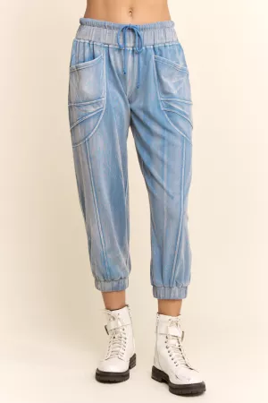 wholesale clothing garment washed seam detail jogger pants davi & dani